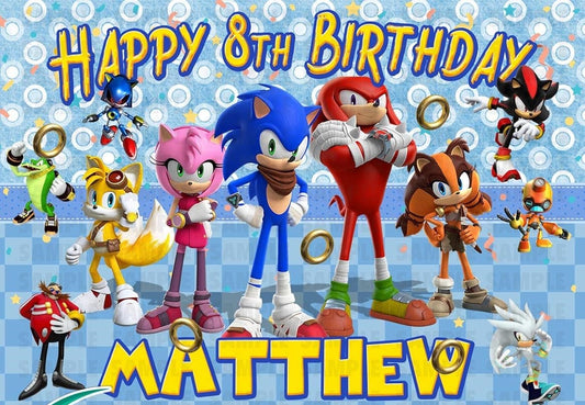 Sonic X Edible Cake Image Topper Personalized Birthday Cake Banner (8"x11")