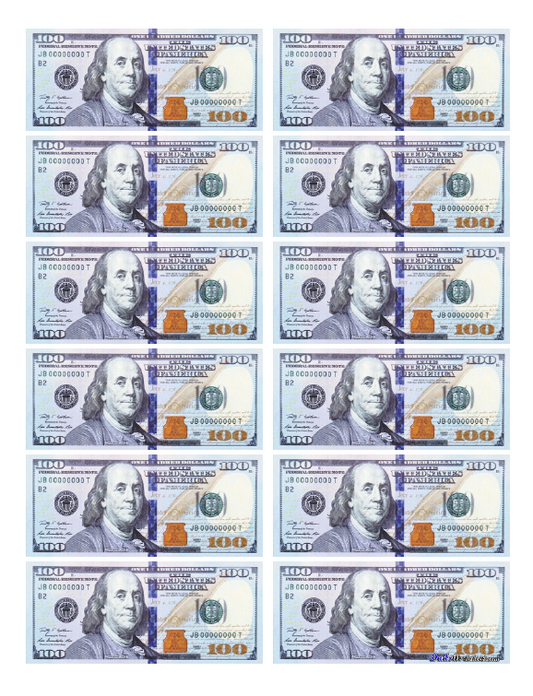 Edible 100 Dollar Bill Image Cupcake Toppers Made of Wafer Paper Fake Money Cake Decoration for Baby Shower Birthday Anniversary Party Supplies Big Size Thin